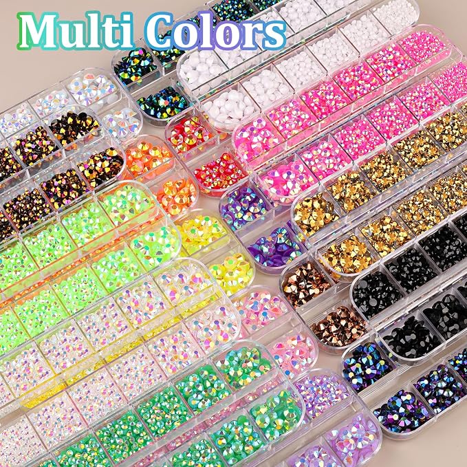 Resin Jelly Rhinestones for Crafting with B7000 Jewelry Glue, 1 Box Fluorescent Green AB Flatback Crystal with 3Pcs 10ml Glue, Bedazzling Non Hotfix Gems for DIY Tumblers Clothing Shoes Manicure