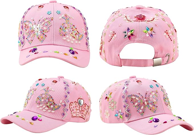 Klever Kits Decorate Your Own Baseball Cap with 7 Sheets Gems Stickers, Art & Crafts Kit for Kids, Fun Creative DIY Toys for Kids Girls