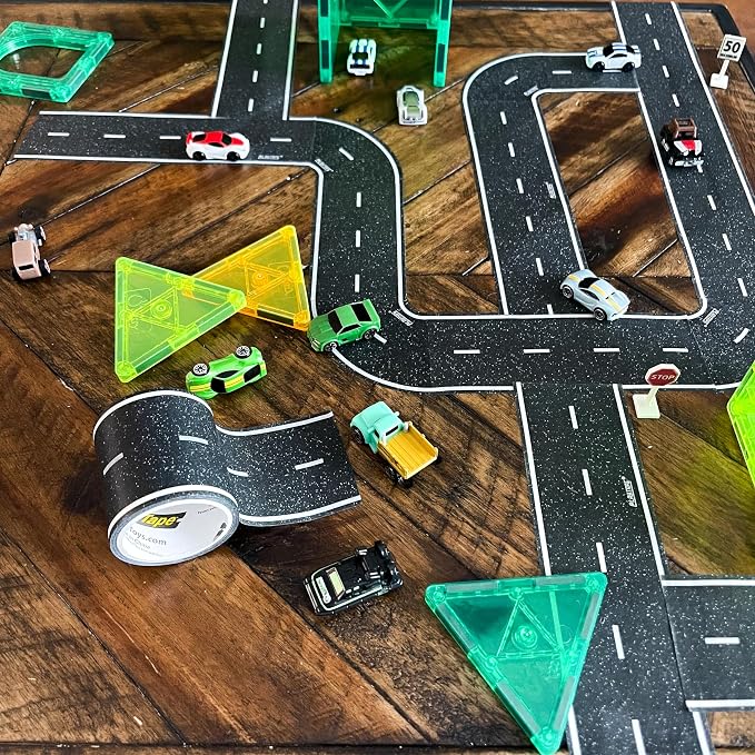 PlayTape - Neighborhood Road Tape for Toy Cars - Sticks to Flat Surfaces, No Residue, 2 in. x 30 ft. Roll