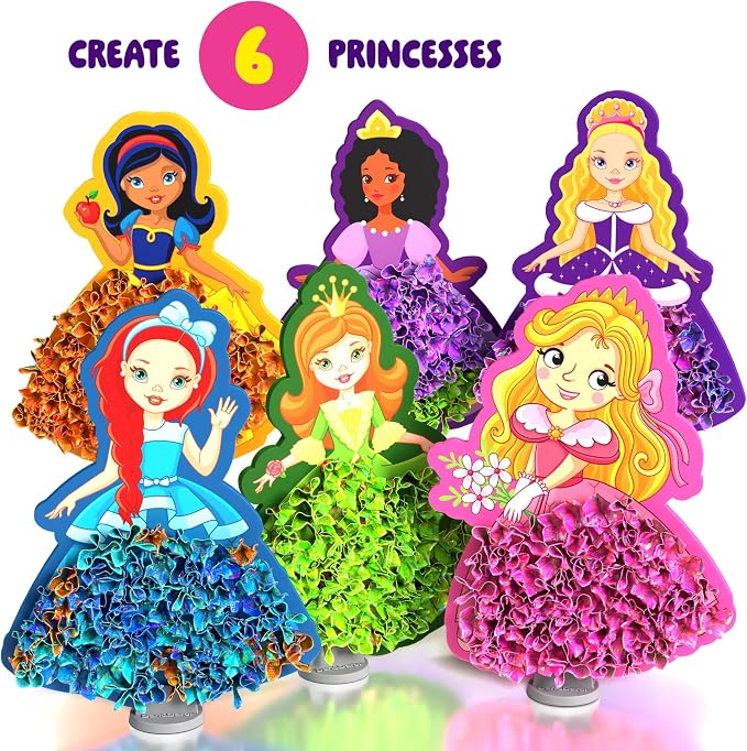 Dan&Darci Jab Jab Art Magical Princesses Kit - Gifts for 5 Year Old Girls - Arts and Crafts for Kids Ages 4-8, 4-6 - Mess-Free Craft - Birthday Gift Ideas for Girls Ages 4, 5, 6, 7, 8, 9