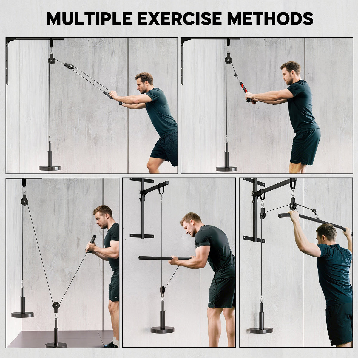 Weight Cable Pulley System for Home Gym with Universal Loading Pin for LAT Pull Down, Biceps Curl Workout, Red