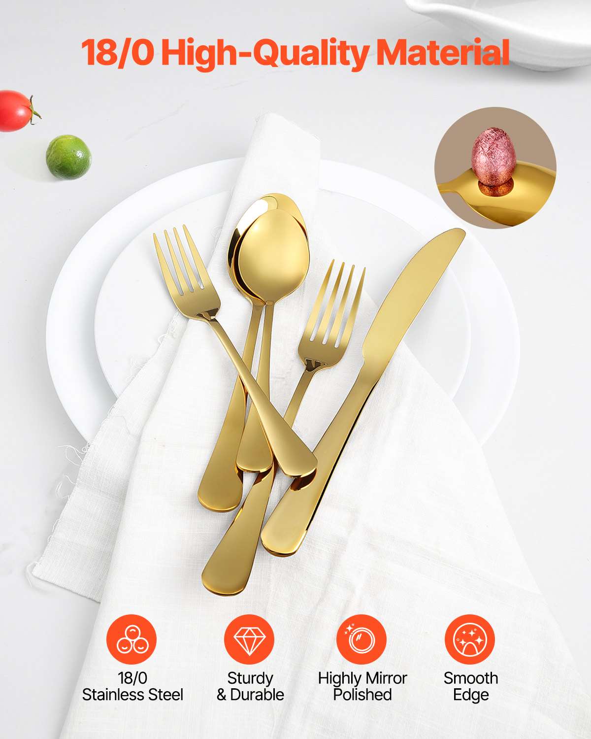 100-Piece Gold Silverware Set, Food-Grade Stainless Steel Flatware Utensils for 20, Mirror Finished Cutlery Set, Dishwasher Safe Eating Tableware for Kitchen Home, Include Knife Fork Spoon
