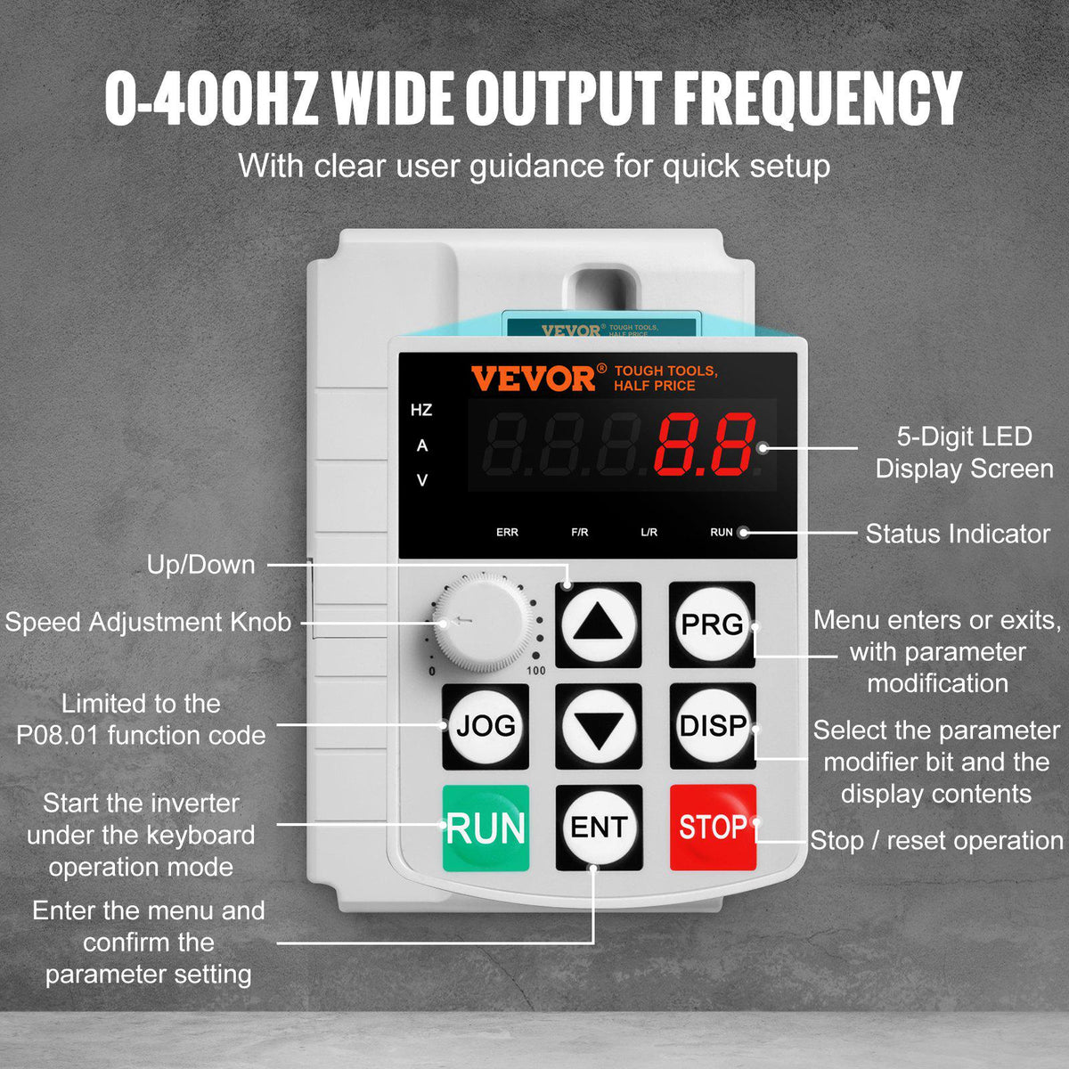 VFD 7.5KW, 34A, 10HP Variable Frequency Drive for 3-Phase Motor Speed Control