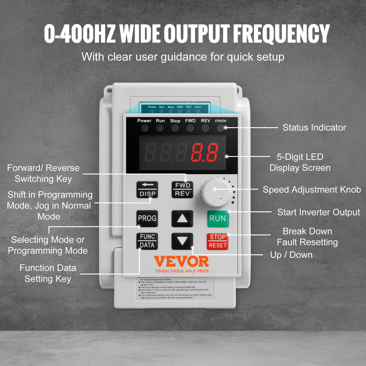 VFD 2.2KW 10A 3HP Variable Frequency Drive for 3-Phase Motor Speed Control