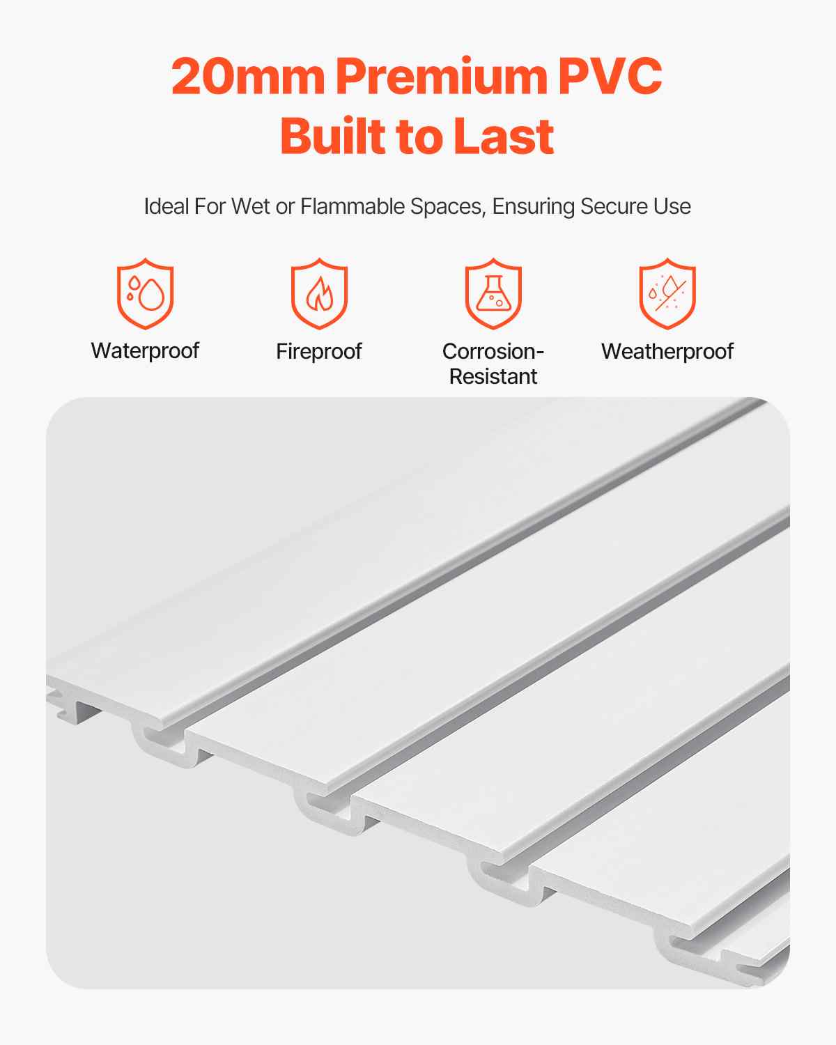 Slat Wall Paneling, 2 x 4 ft, PVC Garage Slatwall with Modular Design, White Slat Wall Easy-to-Install Adjustable Slatwall Panel with Coupling Structure & DIY Cutting, Fits for Storage & Display