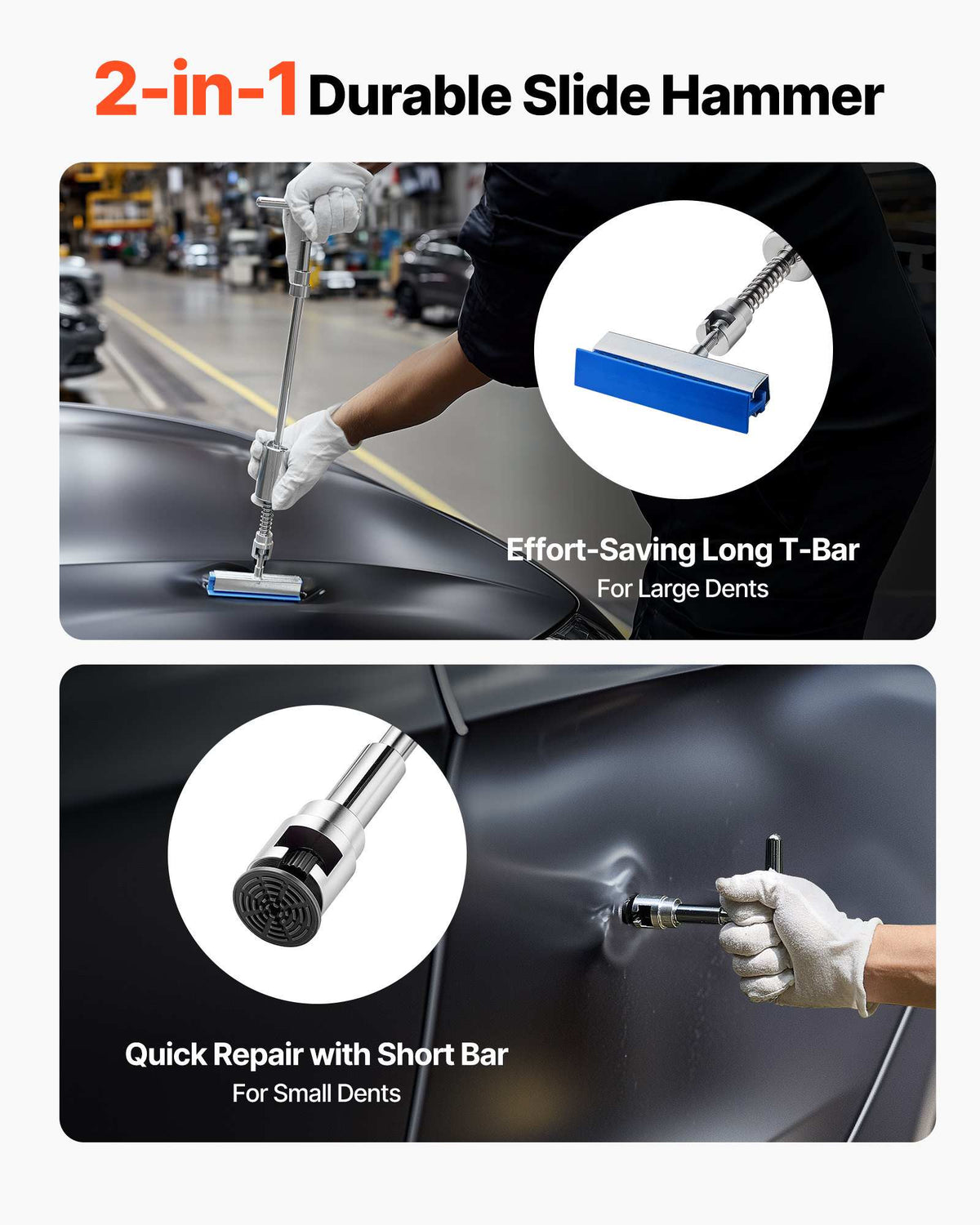 Dent Puller Kit, 61 PCS Paintless Dent Removal Kit with Golden Lifter, Slide Hammer T-Bar, Glue Gun, Auto Body Hail Damage Repair Remover Tools for Car Refrigerator Large Small Door Ding Repair
