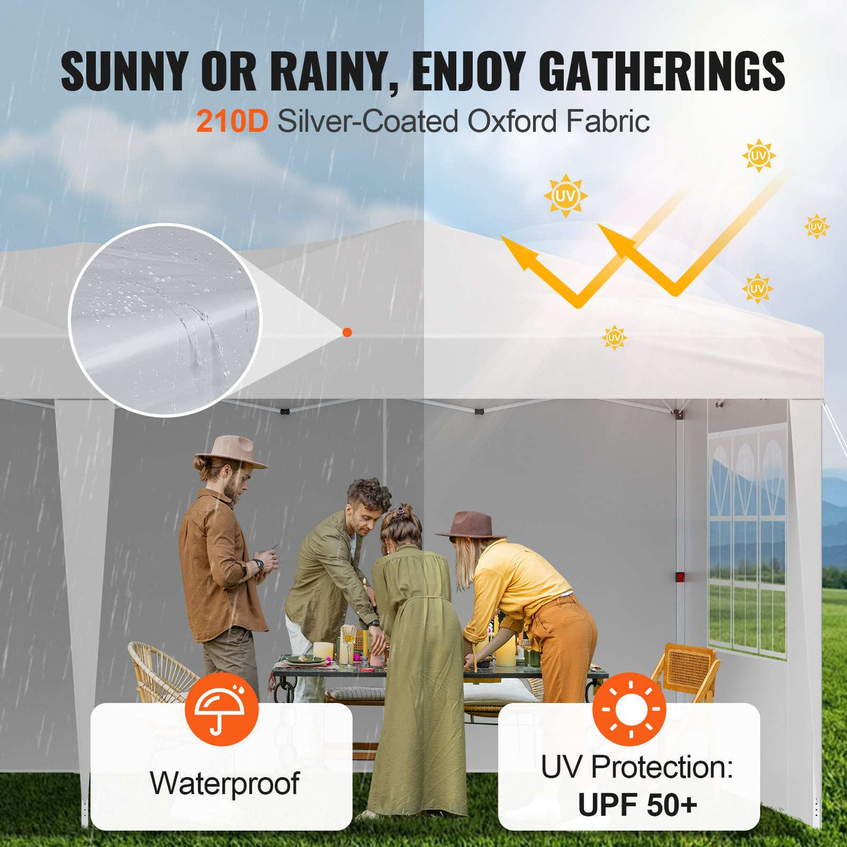 Pop Up Canopy, 10 x 20 FT Instant Canopy Portable Gazebo with 3 Sidewalls & 2 Ventilated Windows, Height Adjustable Pop-Up Outdoor Shelter Tent for Events, Patio, Backyard, Party, Parking