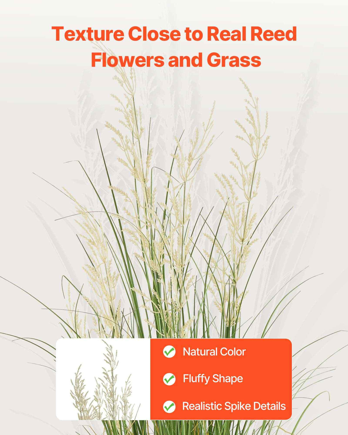 Artificial Grass Plant, 47 inch Reed Flower Grass in Pot, Premium PVC Faux Fake Greenery Shrubs Plant for Indoor Outdoor House Home Garden Office Room Décor, Housewarming, 1 Pack Green