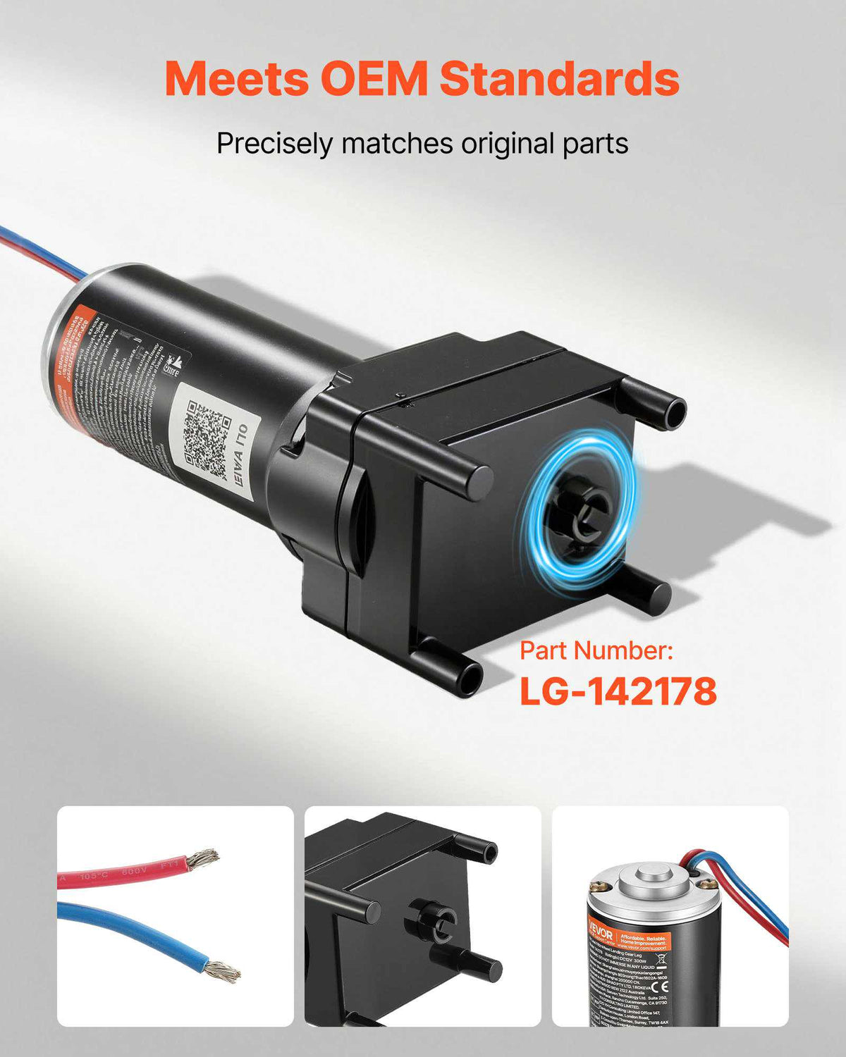 RV 5th Wheel Landing Gear Motor, Replaces LG-142178, 5500 lbs Capacity, 300W RV Fifth Wheel Power Landing Gear Motor Compatible with Lippert Venture, Atwood, Stromberg Carlson Systems, Black