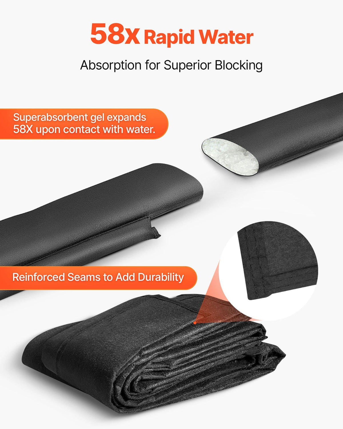 Flood Barrier, 8 Pack, 1.6 x 1.4 ft Flood Bags Activated by Water, Water Absorbent Barrier, Sandless Sandbags Blockage, Flooding Prevention Bags for Home, Doorway, Basement, Garage