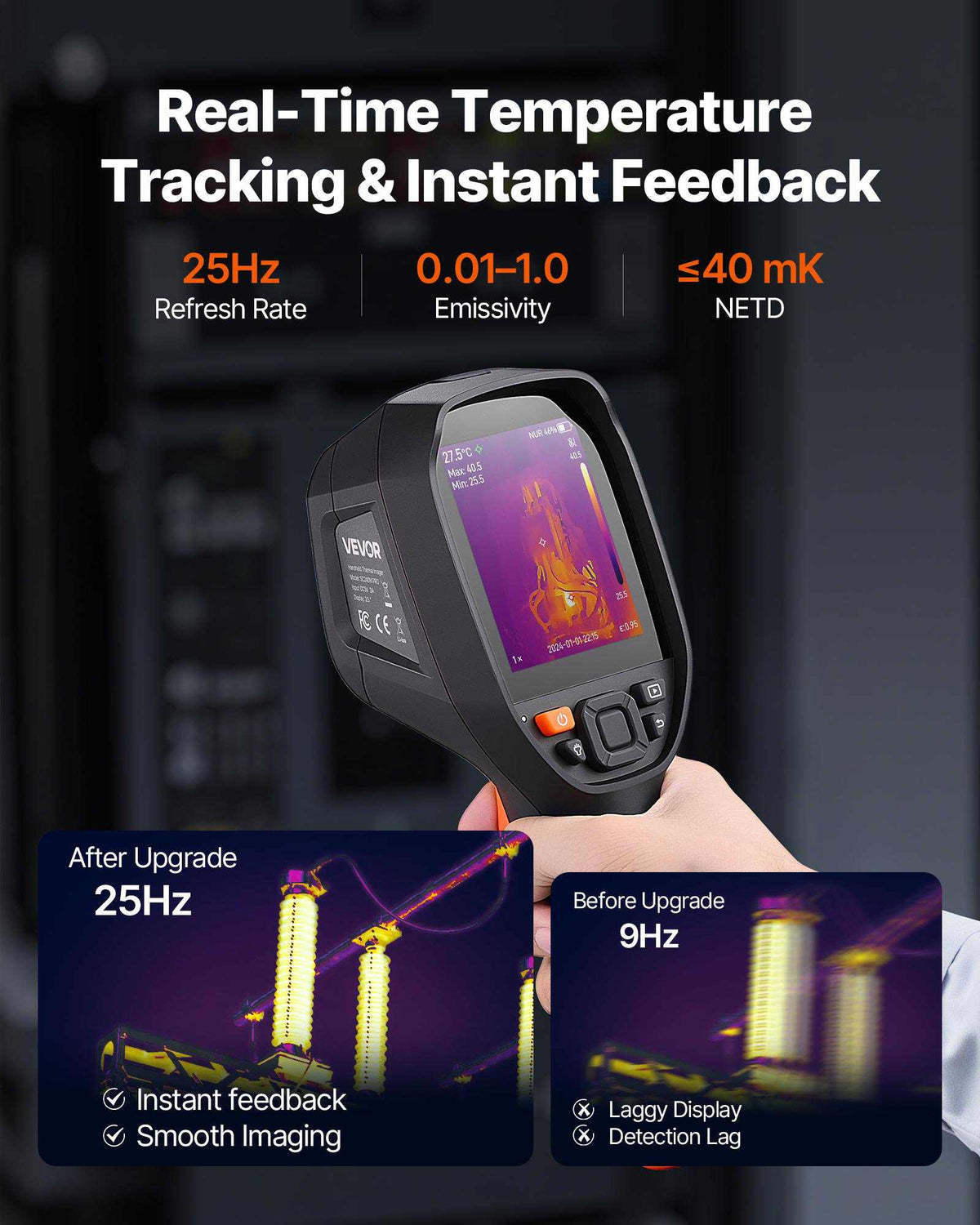 Pro Thermal Imaging Camera, Upgraded 512 x 384 TISR Super Resolution, 3.45" LCD Infrared Thermal Imager with 2MP Visual Camera, 25HZ Refresh Rate, -4°F - 1022°F, 4 Image Modes & 7 Color Palettes