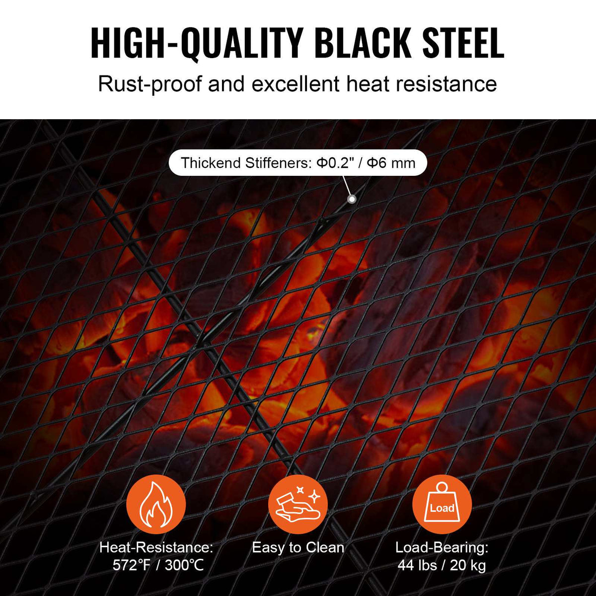 X-Marks Fire Pit Grill Grate, Rectangle Cooking Grate, Heavy Duty Steel Campfire BBQ Grill Grid with Handle & Support X Wire, Portable Camping Cookware for Outside Party Gathering, 32 Inch Black