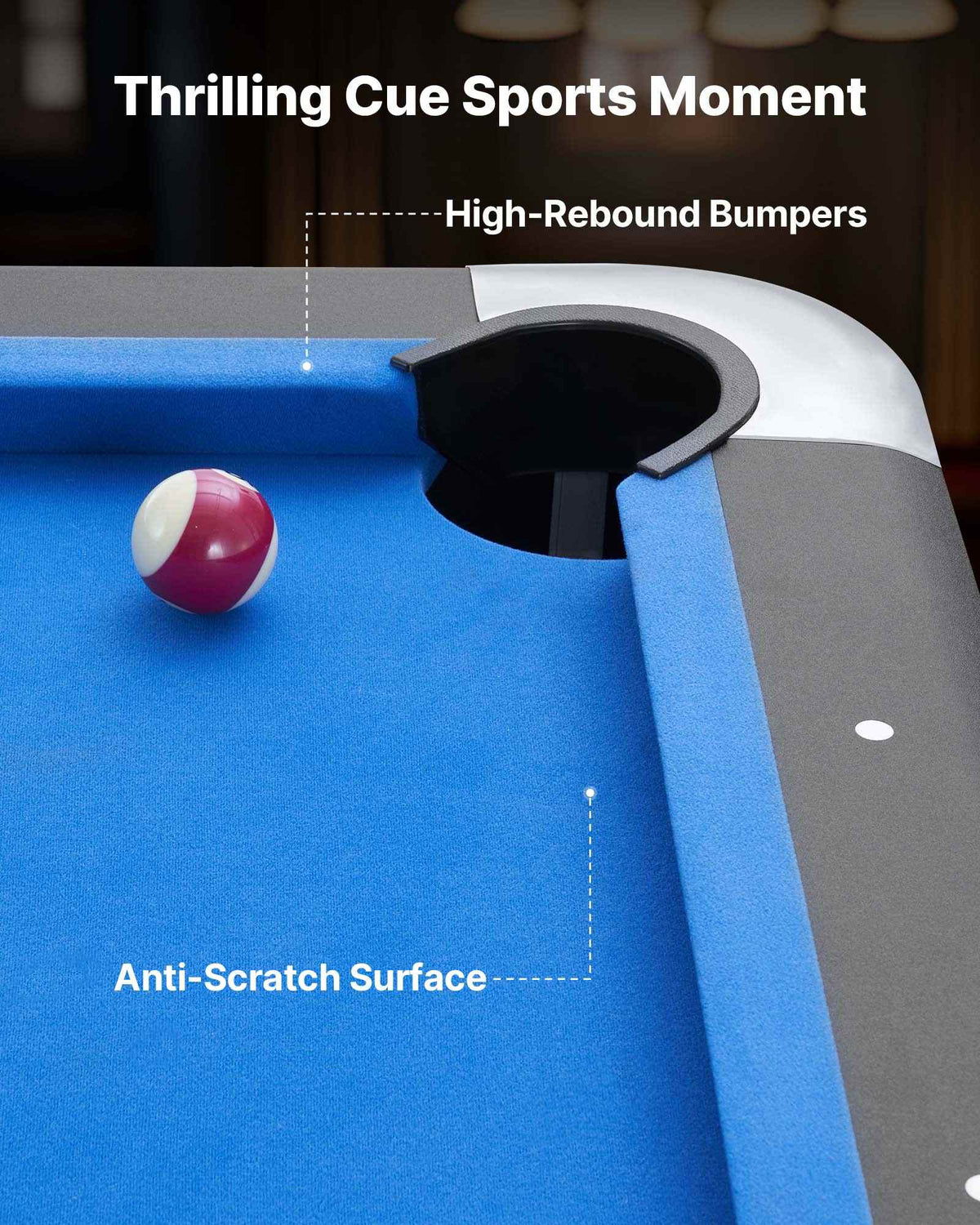 Pool Table, 7 ft Portable Billiards Tables, Adjustable Feet Stable Game Table, Entertainment Set Includes Ball, Cue, Rack, Chalk and Brush, Black with Bule Cloth, for Family Use, Recreation Room