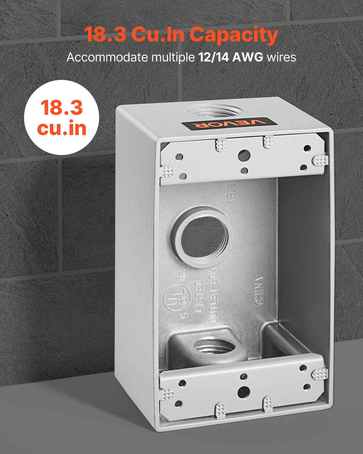 Outdoor Electrical Box, 4.5 x 2.8 x 2 in, Weatherproof Outlet Junction Box, Suitable 1/2-Inch or 3/4-Inch Electrical Conduit, 18.3 Cu.In Large Capacity Plug Receptacle Protector, 4PCS, Gray