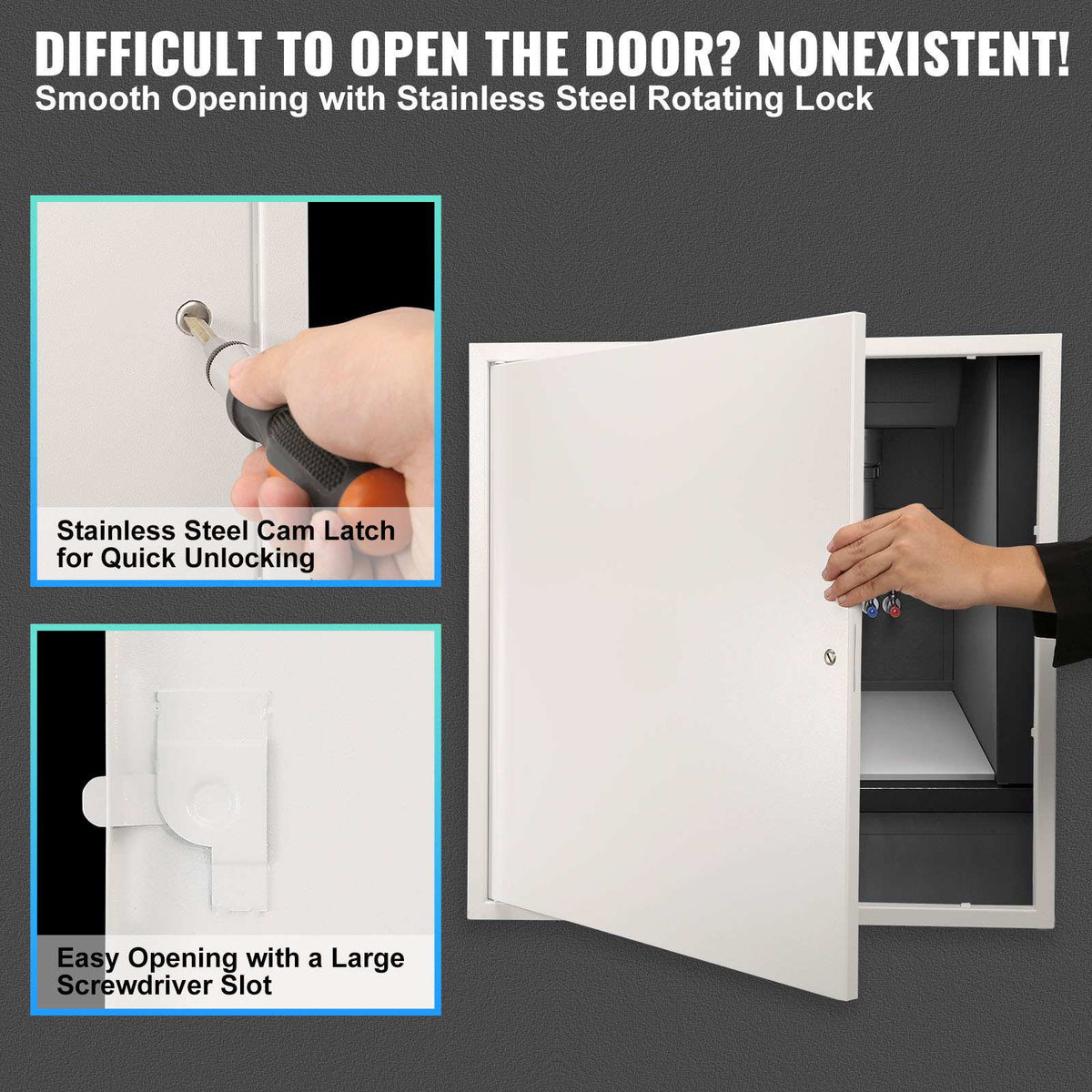 Access Panel for Drywall & Ceiling, 24 x 24 Inch Plumbing Access Panels, Reinforced Access Door, Heavy-Duty Steel Wall Hole Cover, Easy Install Removable Hinged Panel for Wiring & Cables, Silver