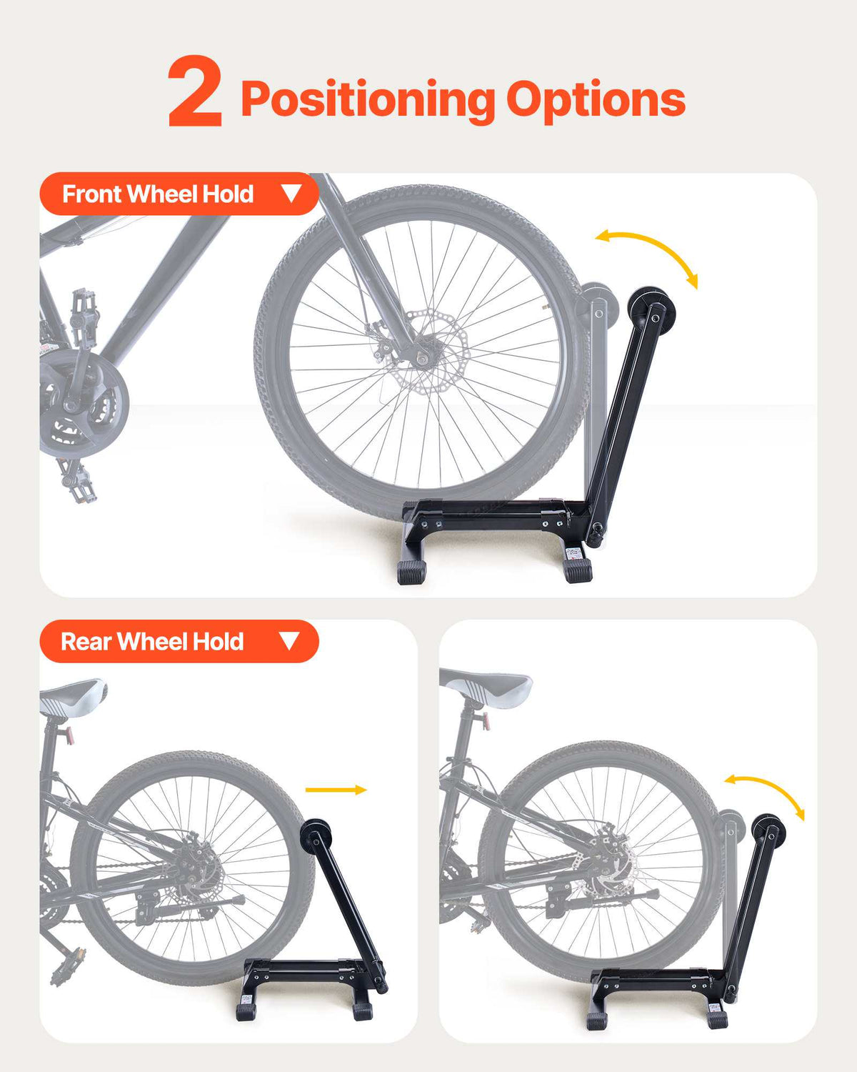 Bike Racks 2 Pack, Fits 20 to 29 Inch Mountain & Road Bikes, Alloy Steel Rust-Resistant Bike Floor Stand Rack, Foldable Bicycle Stand for Entryway, Garage, Home Bikes Parking & Storage, Black