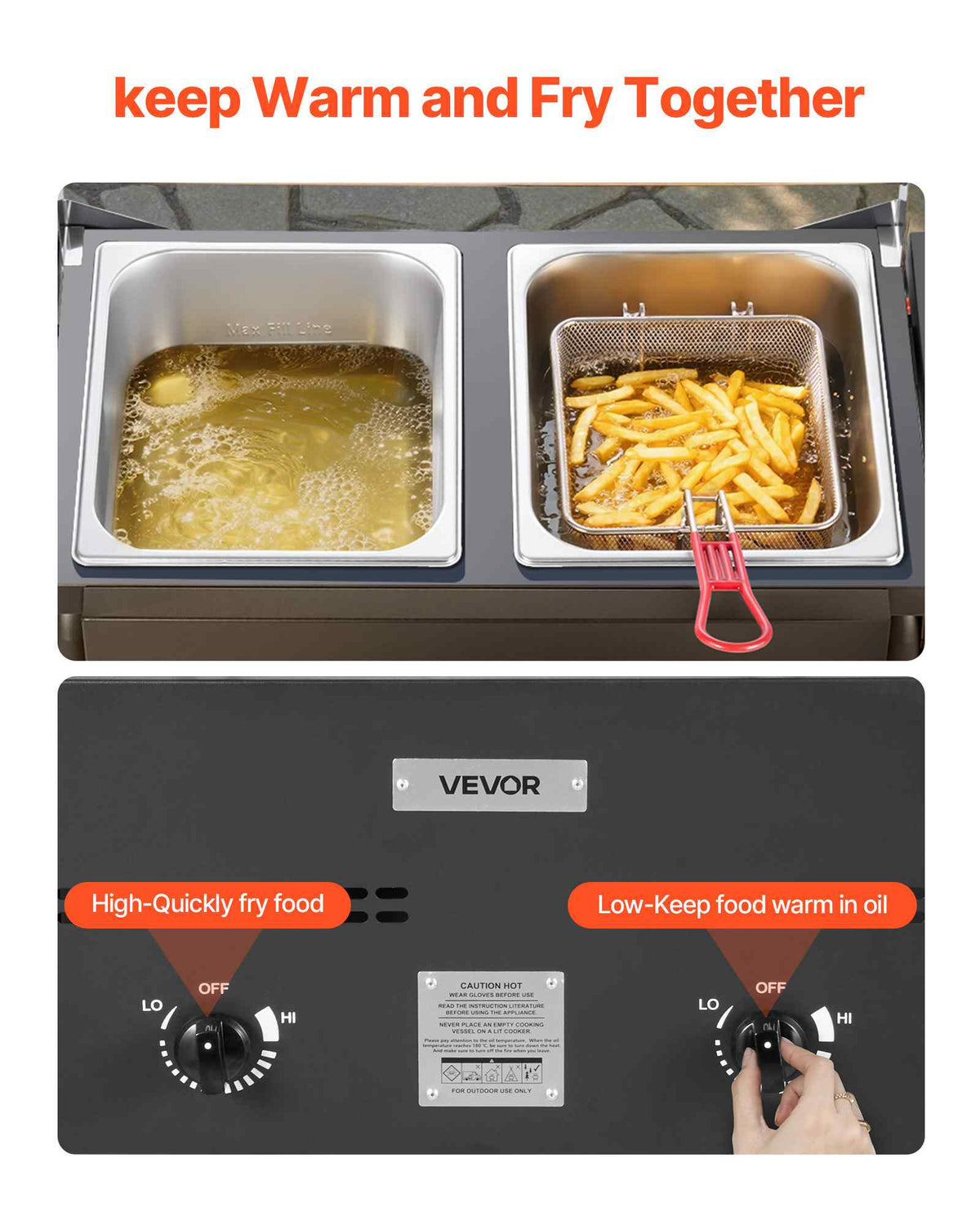 Outdoor Propane Deep Fryer, Dual-Tank 8QTx2 Commercial Fryer, Stainless Steel Cooker with Foldable Platform, Dual Basket, and Heat Adjustment, Floor Standing Fryers for Restaurant Home Snack Bar