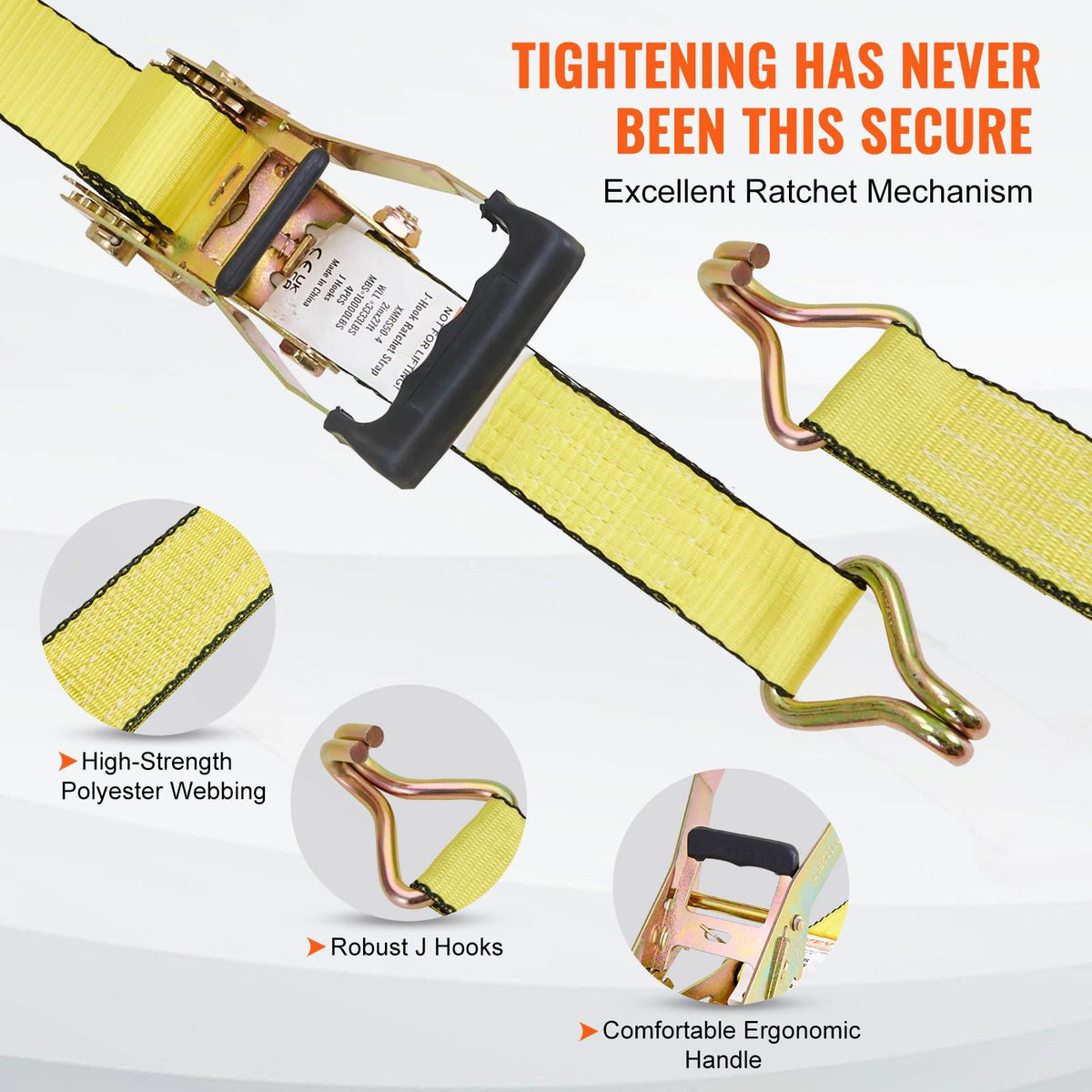 Ratchet Tie Down Straps (4PK), 10000 lb Break Strength, Double J Hook Includes 4 Premium 2" x 27' Rachet Tie Downs with Padded Handles, for Moving Securing Cargo, Appliances, Lawn Equipment