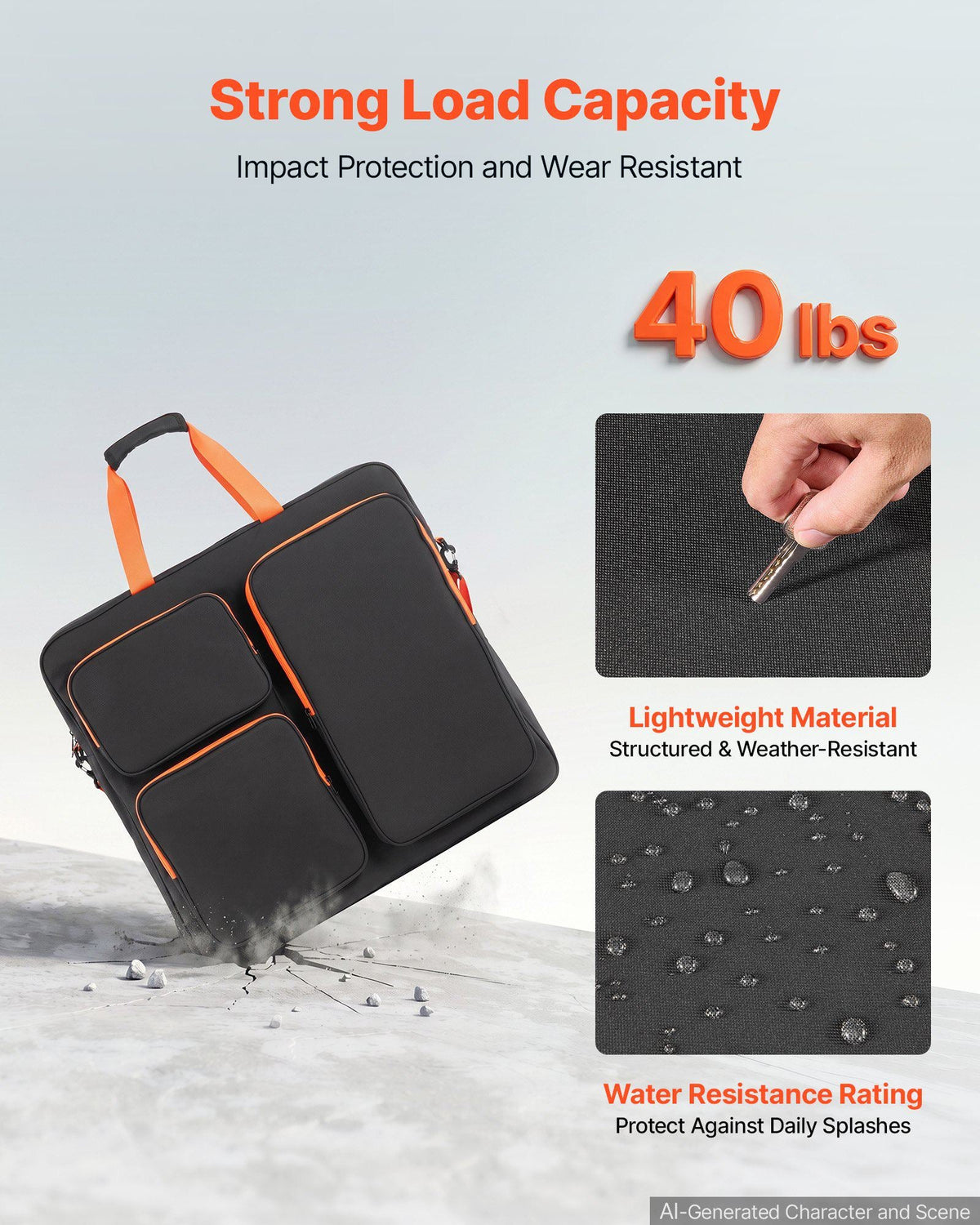 Solar Panel Storage Bag for 2 x 200W Foldable Solar Panels, Waterproof Polyester Fiber Solar Panel Carrying Bag with Shoulder Straps, Lightweight Portable for Outdoor Camping, RV Travel