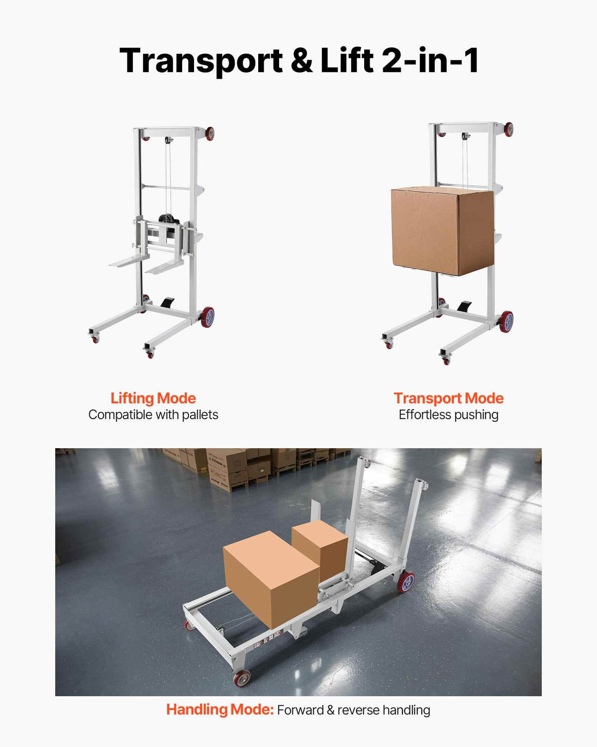 Material Lift Winch Stacker, 551 lbs Capacity Pallet Truck Dolly, 70 in Max Lifting Height Manual Winch Stacker, Multifunctional Manual Pallet Truck Stacker with Wheels and Adjustable Fork