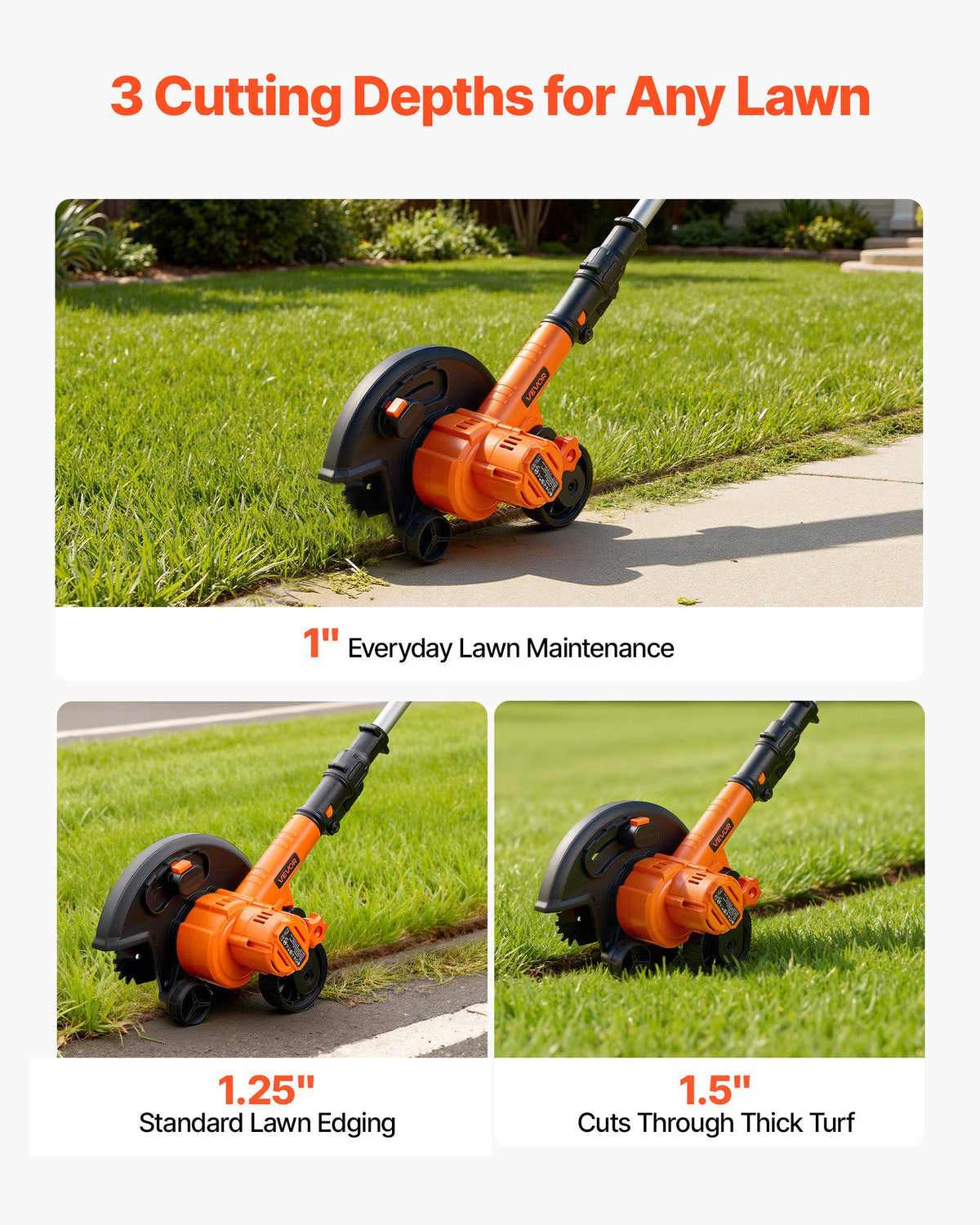 Lawn Edger, 8.8-inch Blade Length, Battery Powered Cordless Edger Lawn Tool, with 3-Position Blade Depth, 4000 mAh Battery and Charger Included, for Lawns, Driveways, Yards, and Sidewalk Edges