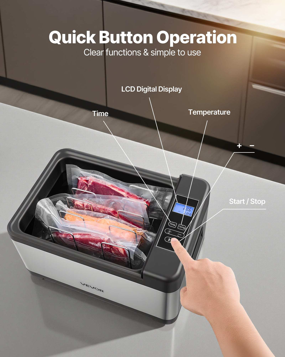 Sous Vide Cooker, 800W Sous-Vide Machine, Suveed Cooking Machine with LED Digital Display, Glass Lid, Precise Temperature & Timer Control, for Family & Friends, All-in-One Sous Vide Pot