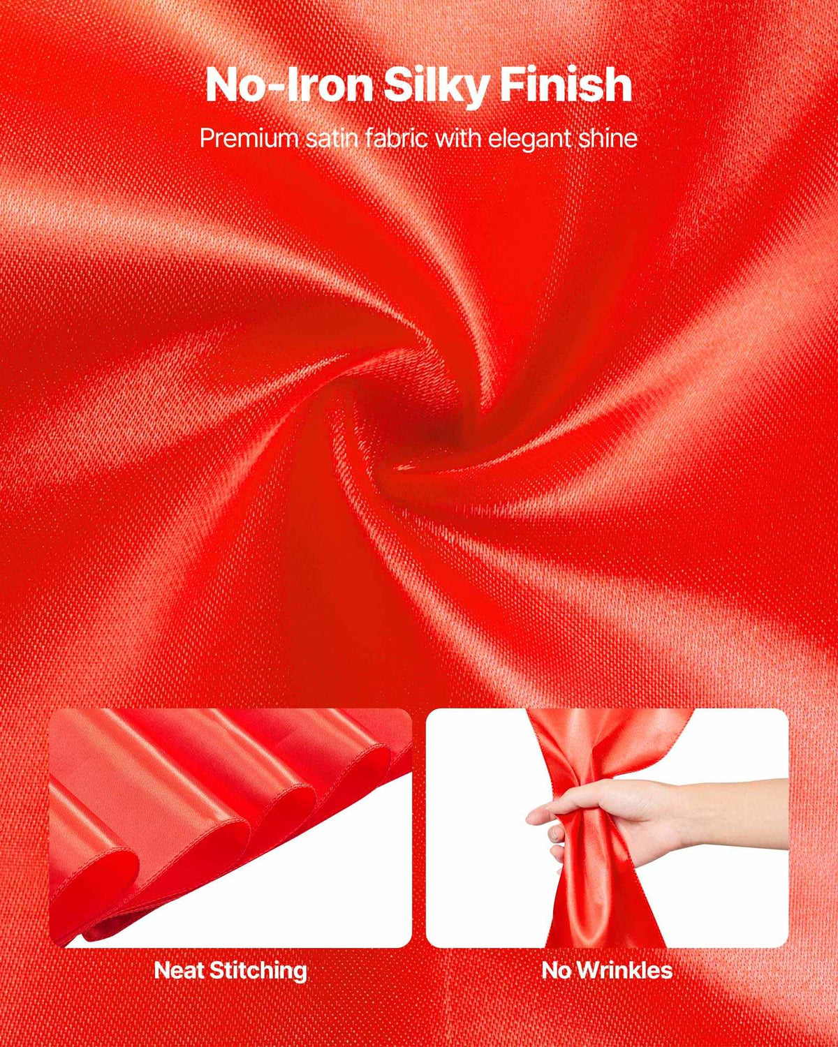 Satin Chair Sashes Bows, 50PCS Chair Ribbon Ties Back Sash, 7 x 108 inch, Red Wedding Reception Decoration, for Wedding Ceremony Baby Shower Party Events Banquet Chair Cover Decoration