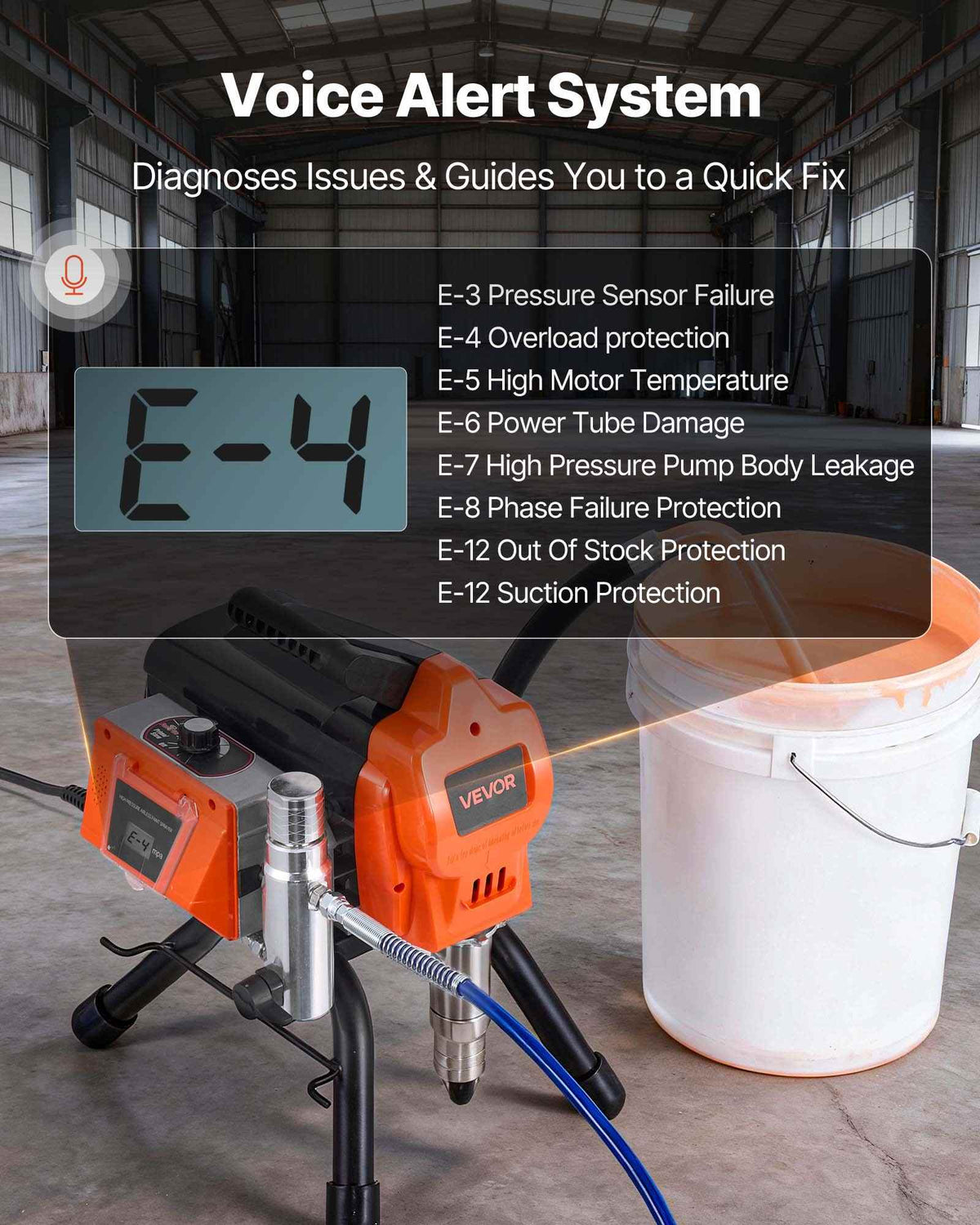 Stand Airless Paint Sprayer, 1500W, 3300PSI High Pressure Airless Sprayer, Cleaning Brush, Hose, Extension Rod, Nozzles, Electric Spray Paint Machine for Large Apartments, Factory Buildings
