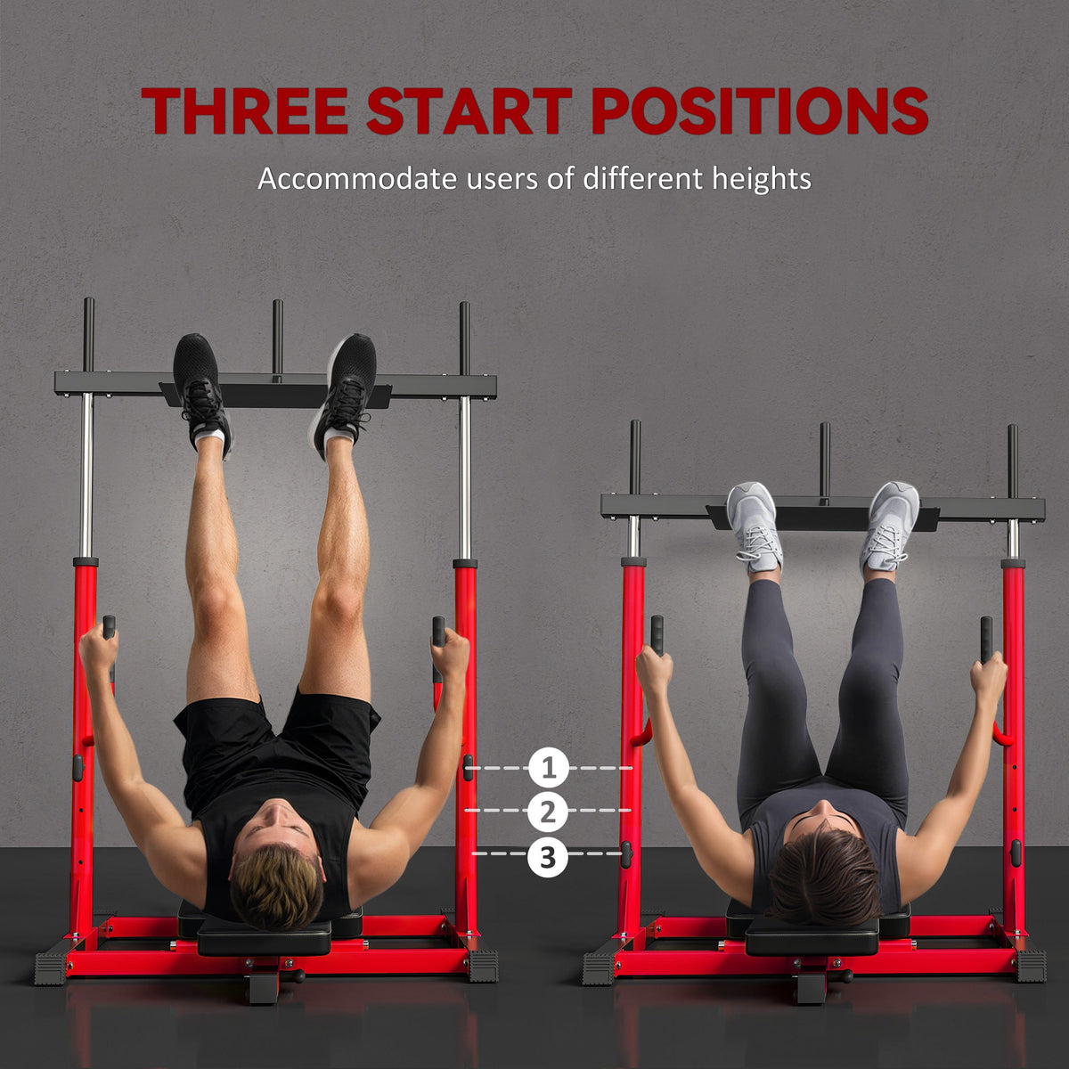Vertical Leg Press Machine with Adjustable Leg, Back, and Head Positions, 1" Standard Plate Compatible, Red