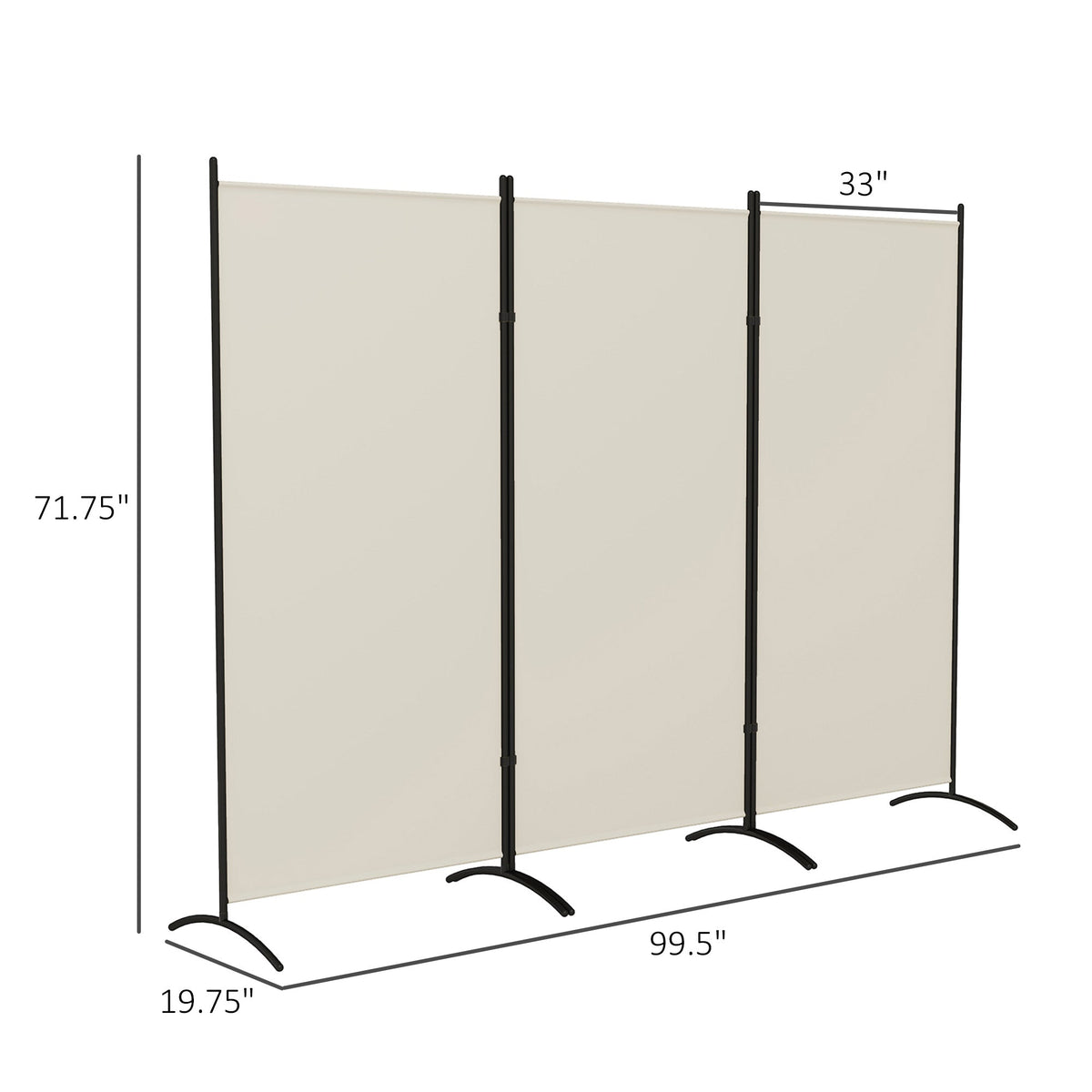 6' 3 Panel Room Divider, Indoor Privacy Screen for Home, Light Gray