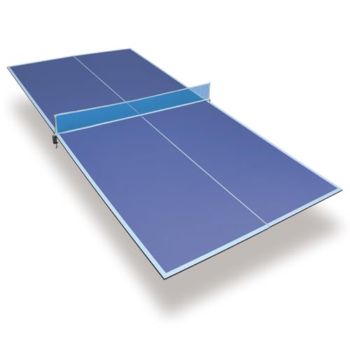 7/8/9ft Mid-Size Ping Pong Conversion Top with Net Set for Billiard and Pool Tables - Regulation Top Converts Billiards into Ping Pong Table Blue/Green/Black - color: Blue, size: 8 FT