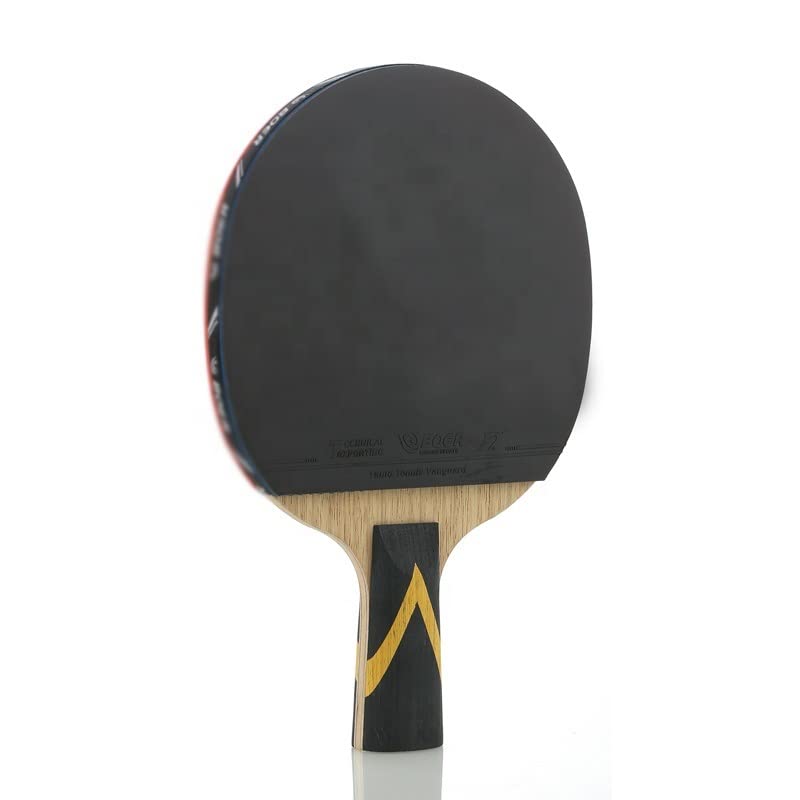 Table Tennis Racket 7 Ply Carbon Fiber Ping Pong Pimples-in Rubber Paddle Bat with Bag - color: D