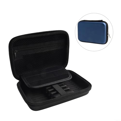 For EVA Darts Case Organizer Hard Shell Protection Storage for Steel Tip Soft Tip Plastic Tip Darts Holds 6 Darts Shafts Flights Tips Mesh Pockets Hand Strap Compact Pouch Blue 19x13x5cm