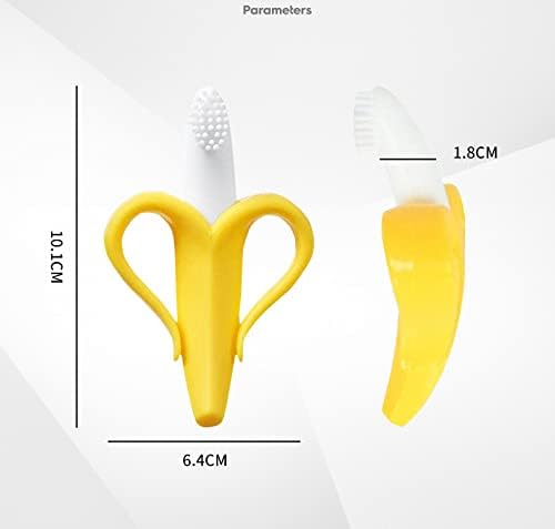 Banana Teether, Soothing Pain Relief Soft Silicone Train Baby Toothbrush, Teething Toys for Babies, Toddlers, Infants, BPA Free for Oral Hygiene, Food Grade, Soothes Babies Sore Gums