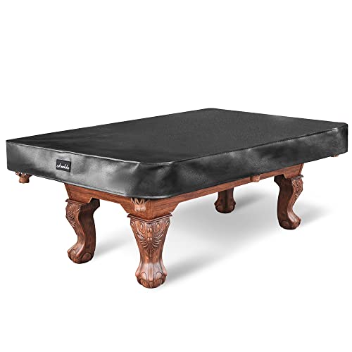 Pool Table Cover, Heavy Duty Leatherette Billiard Table Cover | Waterproof & Tearproof Cover for Pool Table, Black, 9FT-112"LX 62"WX 8"H - color: Black, size: 9FT (112" x 62" x 7.3")