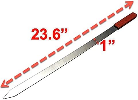 Stainless Steel Barbecue Skewers BBQ Outdoor Grill Skewer stick Barbecue Fork with Solid Wood Handle for Grilling Shish Kebob Koubideh Persian Brazilian Kebab 1" Wide + 1 Free Skewer (24pcs)