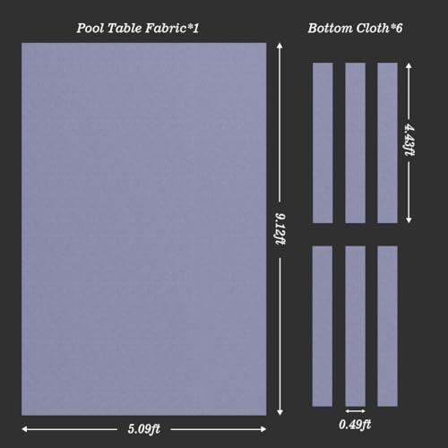 KONLLEN 9ft Pool Table Felt, 80/20 Wool Nylon Blend Billiard Table Cloth with Pre-Cut Strips, Professional Replacement Felt for Home & League Play - color: 001-Grey