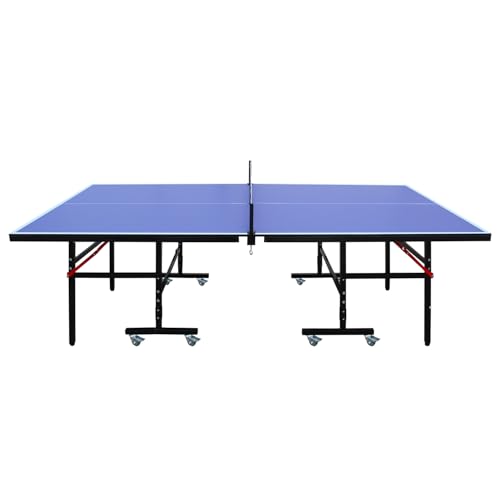 Table Tennis Table, 8 Ft Foldable Indoor Table, Portable Mid Size Game Set, Net, 2 Paddles and 3 Balls, Playback Mode for Home Office Recreation Centers