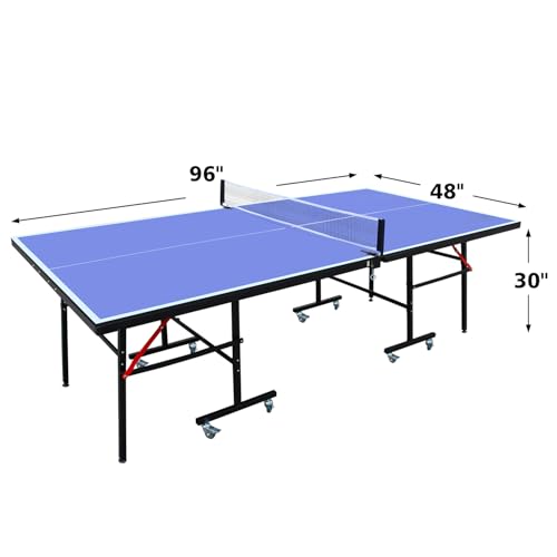 8ft Mid-Size Foldable Table Tennis Table with Net and Paddles