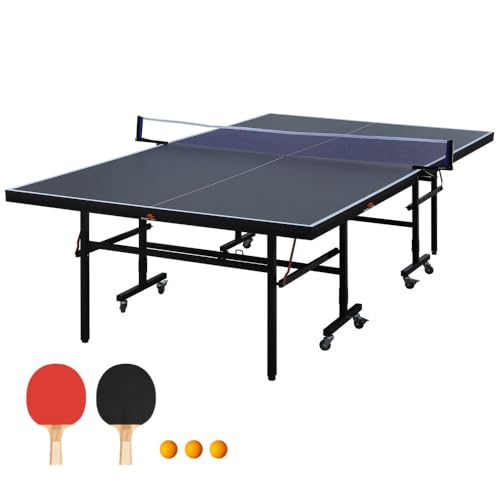 Foldable Indoor Table Tennis Table with Net and Paddles for Home Recreation