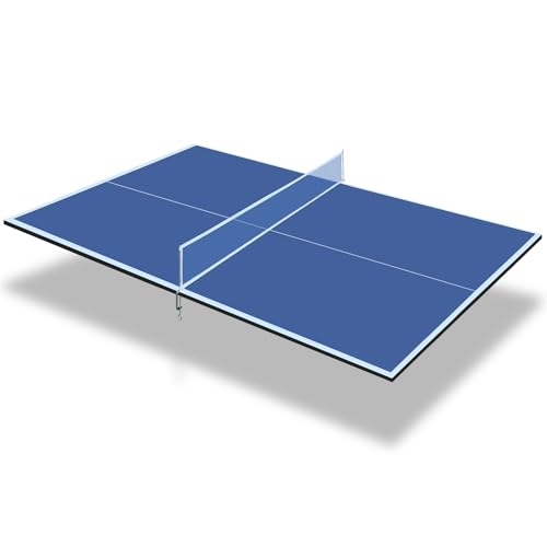7/8/9ft Mid-Size Ping Pong Conversion Top with Net Set for Billiard and Pool Tables - Regulation Top Converts Billiards into Ping Pong Table Blue/Green/Black - color: Blue, size: 9 FT