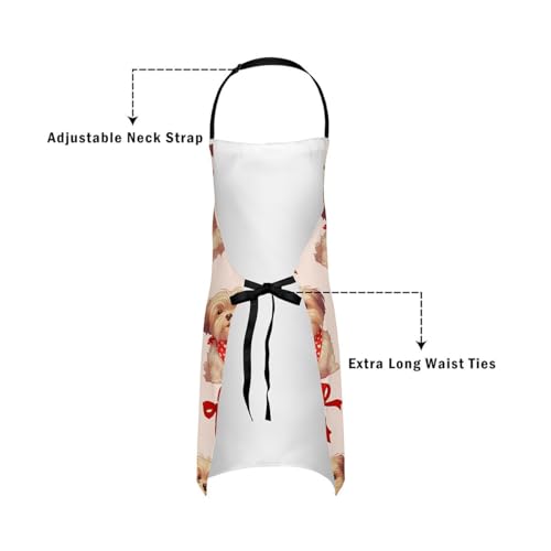 Castle Fairy Cute Rabbit Deer Kitchen Apron - color: Rose Bow Red