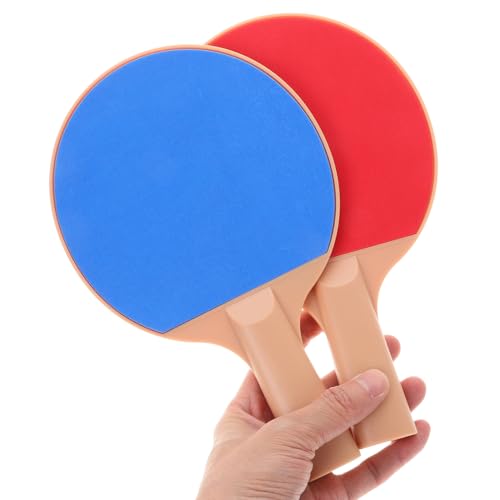 Outdoor Table Tennis Set Plastic Elastic Ping Pong Paddles Long Handle and 2 Yellow Balls for Recreational Outdoor Play