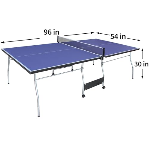 Folding & Portable 8ft Mid-Size Ping Pong Table Set for Indoor and Outdoor Games