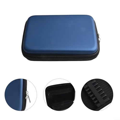 For EVA Darts Case Organizer Hard Shell Protection Storage for Steel Tip Soft Tip Plastic Tip Darts Holds 6 Darts Shafts Flights Tips Mesh Pockets Hand Strap Compact Pouch Blue 19x13x5cm