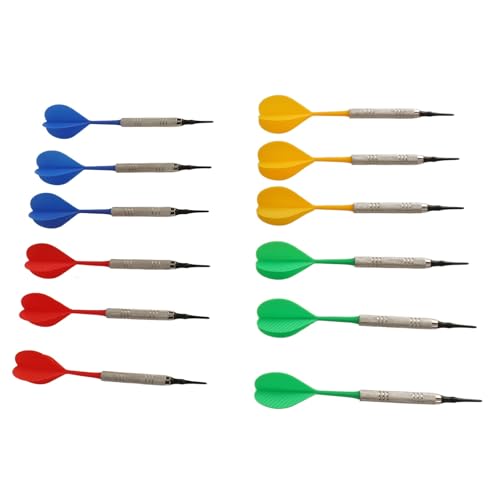 Kikumi 12 Pack Plastic Soft Tip Darts for Beginners with 100 Dart Tips for Electronic Plastic Dart Games