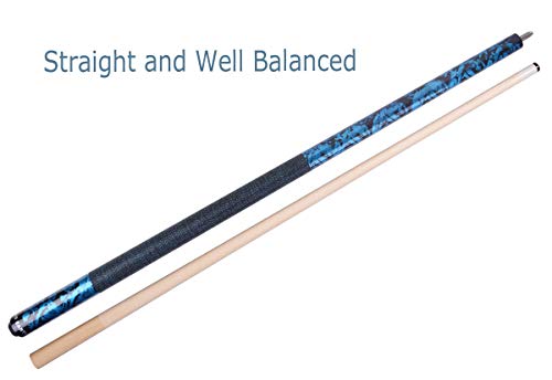 58 inch Hand-Painted Series 2-Piece Billiard Pool Cue Stick with Irish Linen Wrap - color: Blue, size: 18oz