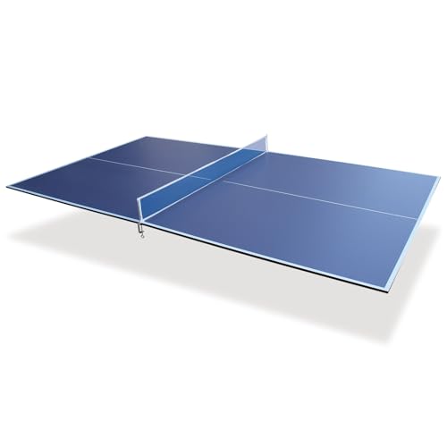 GOWE 9ft Blue Mid-Size Ping Pong Conversion Top Foldable & Portable Table Tennis Table Top for Indoor Games