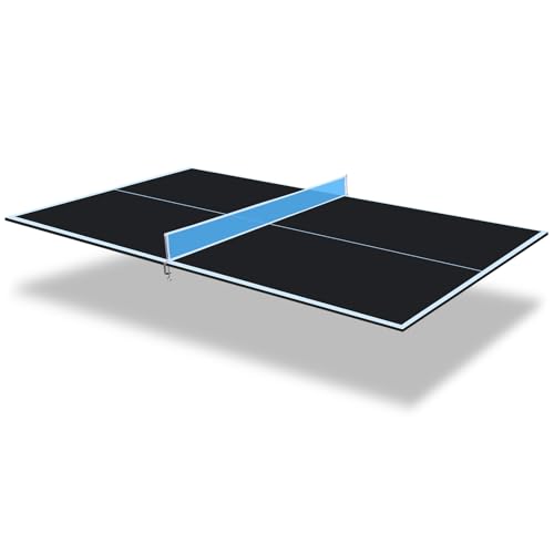 Ping Pong Table Top for Billiard Table, 7FT/8FT/8.5FT/9FT Foldable Table Tennis Table Topper for Pool Table, Indoor Outdoor Table Tennis Conversion Top w/Net & Premium Foam Padding (Black, 8.5x4.7 FT)