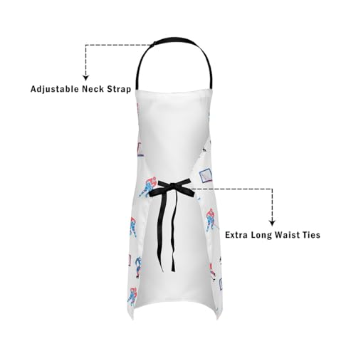 Manfei Ball Sports Kids Kitchen Apron - color: White Blue